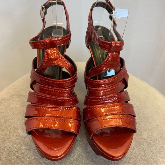 Donald J. Pliner Red Cleva Gladiator Patent Sandals Sz 8 - Picture 6 of 12
